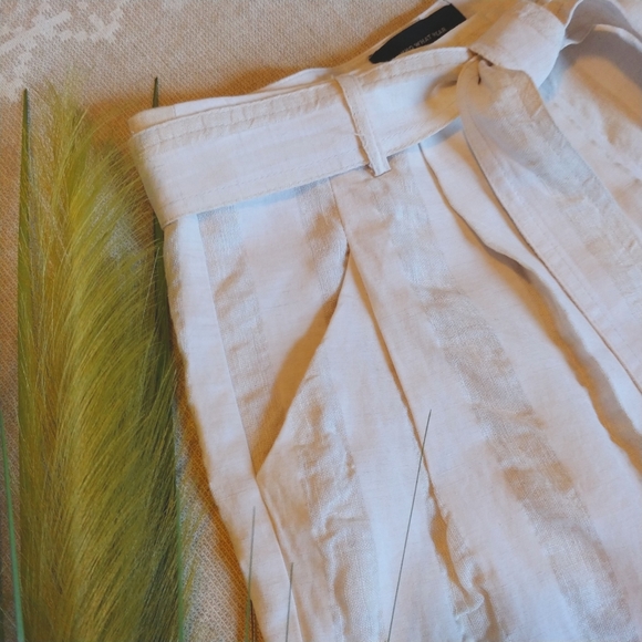 Striped Tie🌿Linen Wide Leg, High Waist Pants. W 2 - Picture 6 of 8